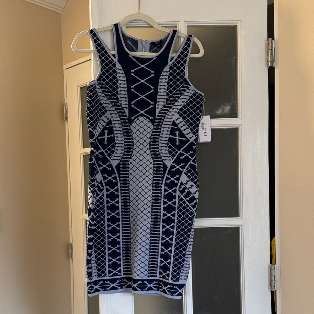 Guess Sodalite Blue Jacquard Dress